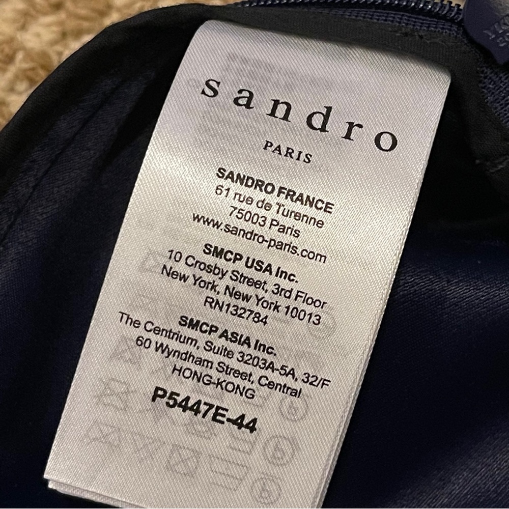 Sandro Paris Parigo Marine Navy Blue Stretch Crepe Jumpsuit Small - Picture 9 of 10